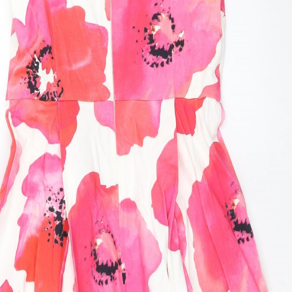 Damsel in a Dress Womens Pink Floral Cotton Trapeze & Swing Size 16 Square Neck Zip