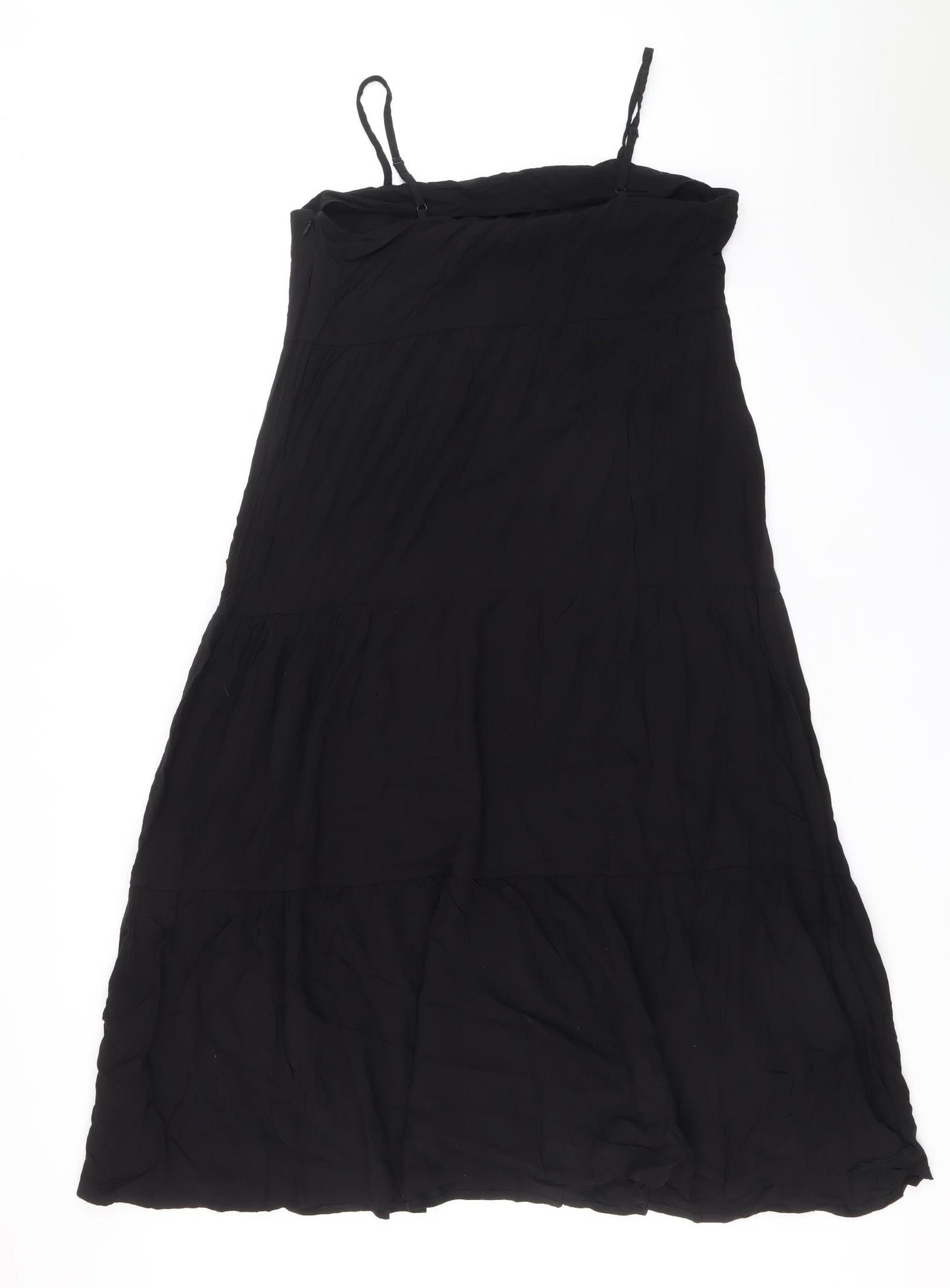 Warehouse Womens Black Viscose Maxi Size 14 Off the Shoulder Zip