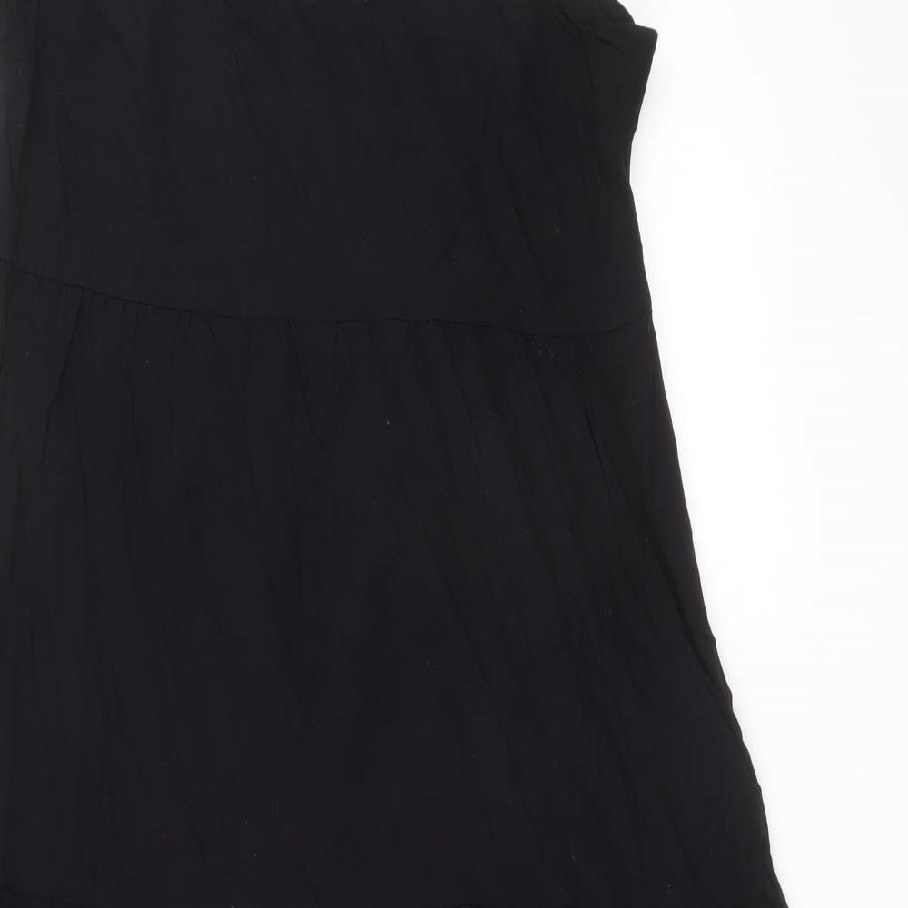 Warehouse Womens Black Viscose Maxi Size 14 Off the Shoulder Zip
