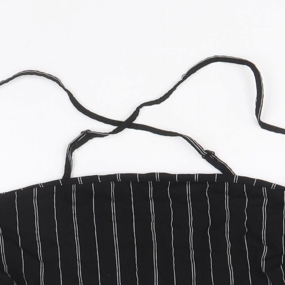 Divided by H&M Womens Black Striped Viscose Cropped Tank Size M Square Neck