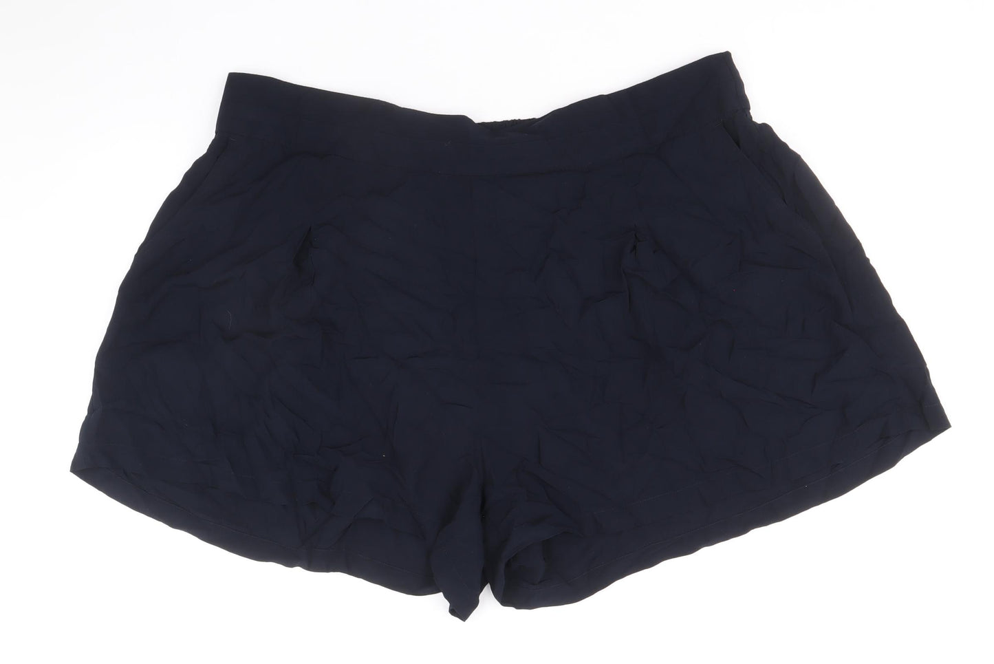 Marks and Spencer Womens Blue Viscose Basic Shorts Size 22 Regular Pull On