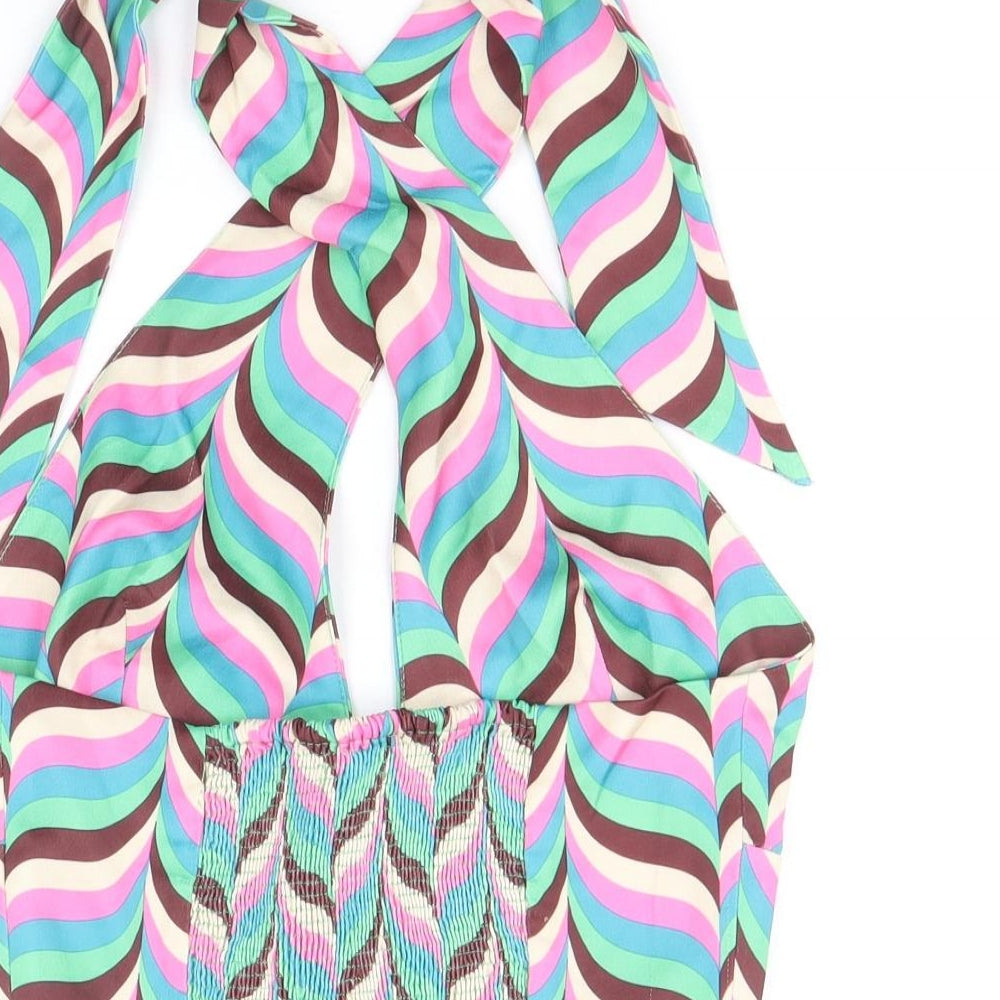 Zara Womens Multicoloured Geometric Polyester Cropped Tank Size M Halter