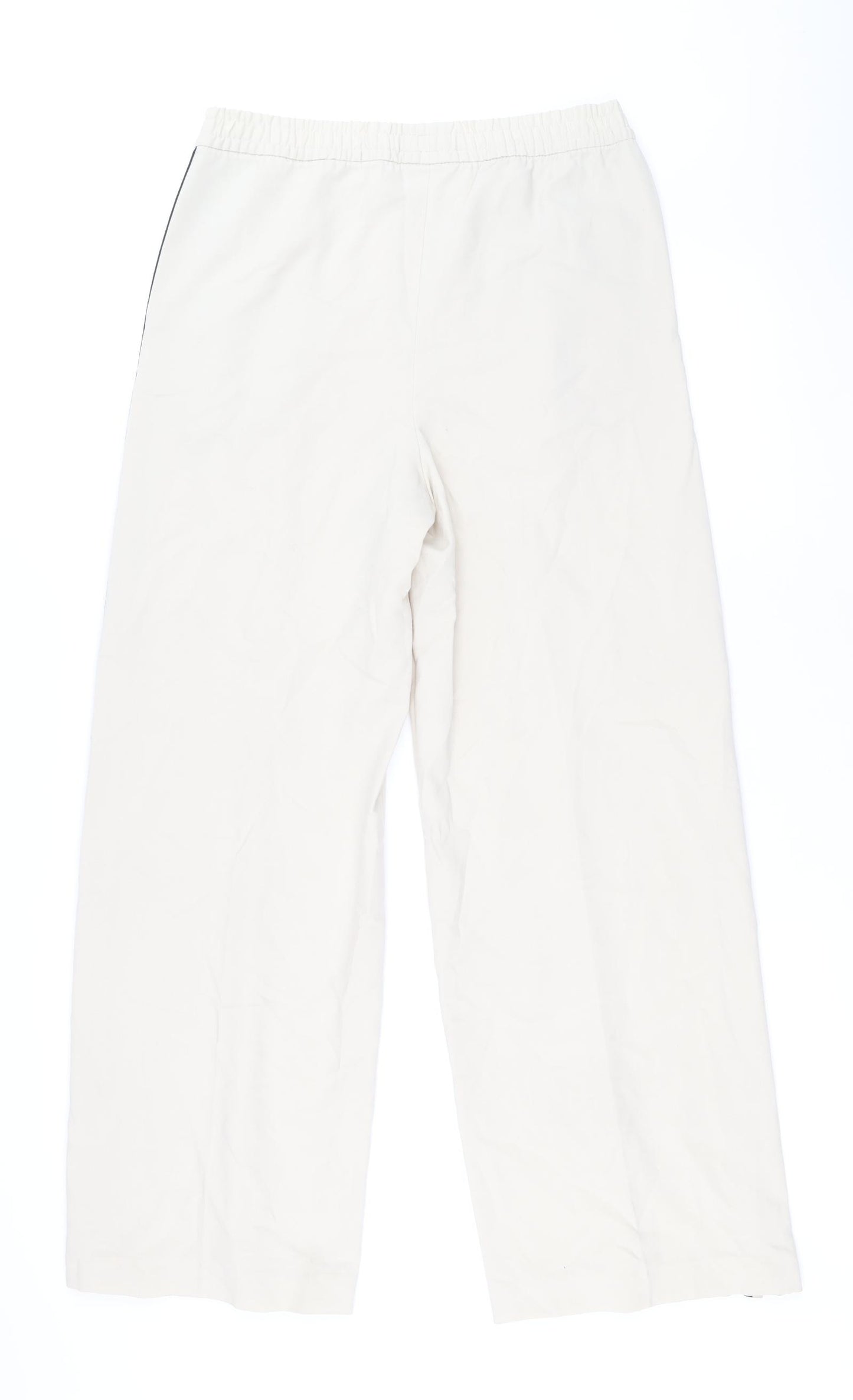 Marks and Spencer Womens Beige Polyester Trousers Size 12 Regular - Side Stripe