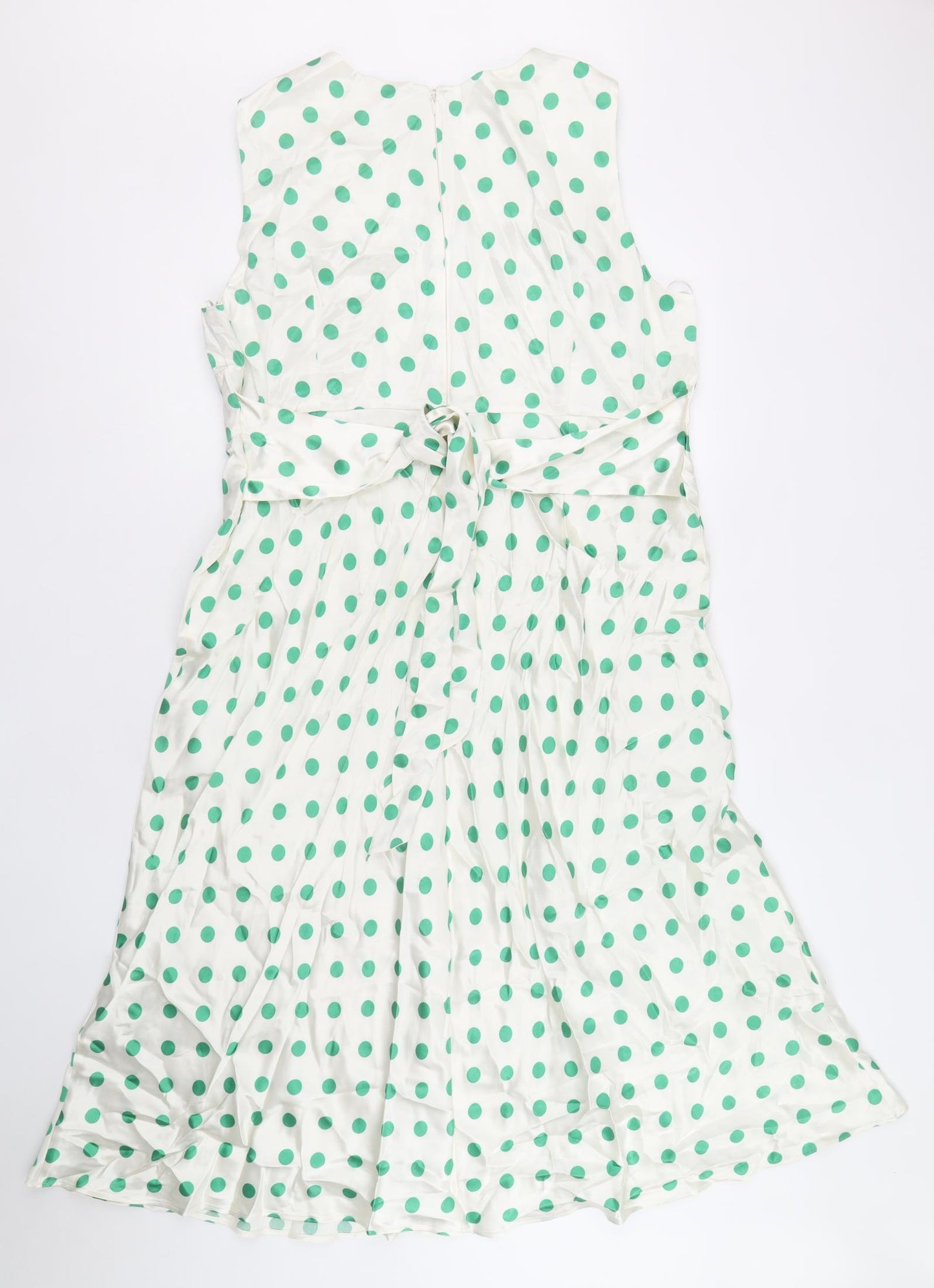 Marks and Spencer Womens Ivory Polka Dot Viscose A-Line Size 20 Round Neck Zip