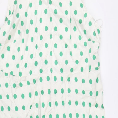 Marks and Spencer Womens Ivory Polka Dot Viscose A-Line Size 20 Round Neck Zip