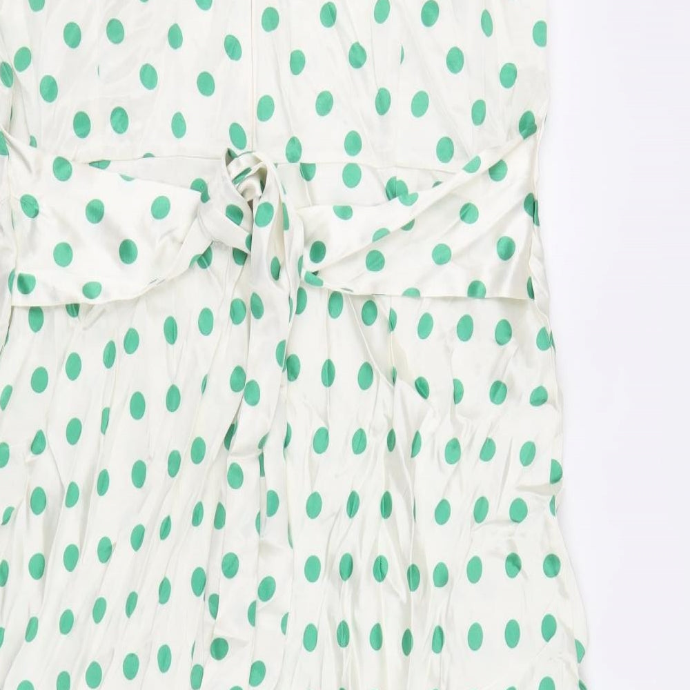 Marks and Spencer Womens Ivory Polka Dot Viscose A-Line Size 20 Round Neck Zip