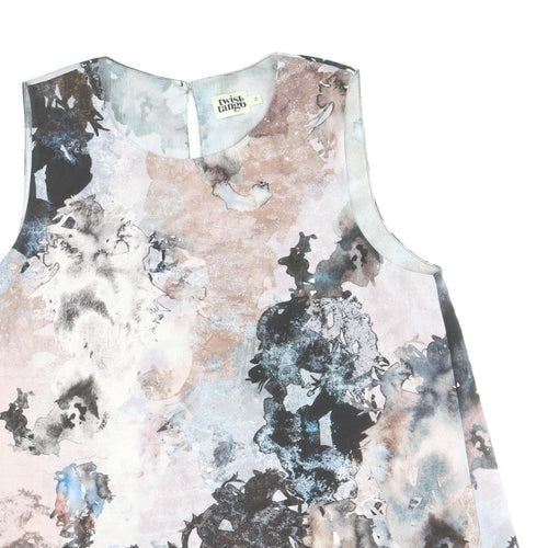 Twist & Tango Womens Multicoloured Geometric Polyester Basic Tank Size 8 Round Neck