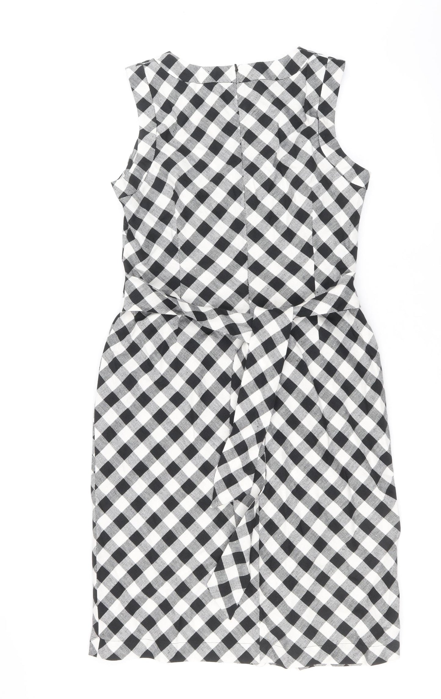 Hobbs Womens Black Geometric Cotton Shift Size 10 Round Neck Zip