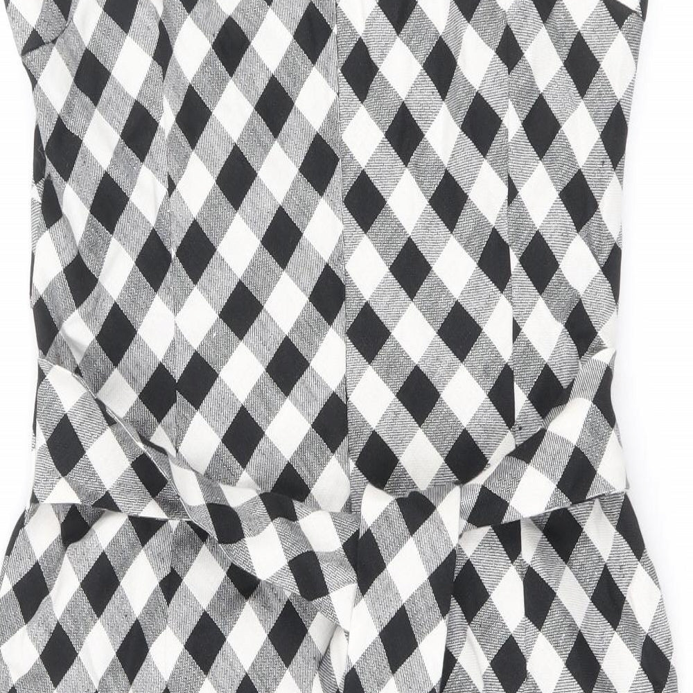 Hobbs Womens Black Geometric Cotton Shift Size 10 Round Neck Zip