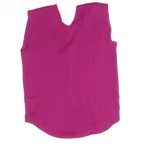 marks and Womens Purple Polyester Basic Blouse Size 8 V-Neck