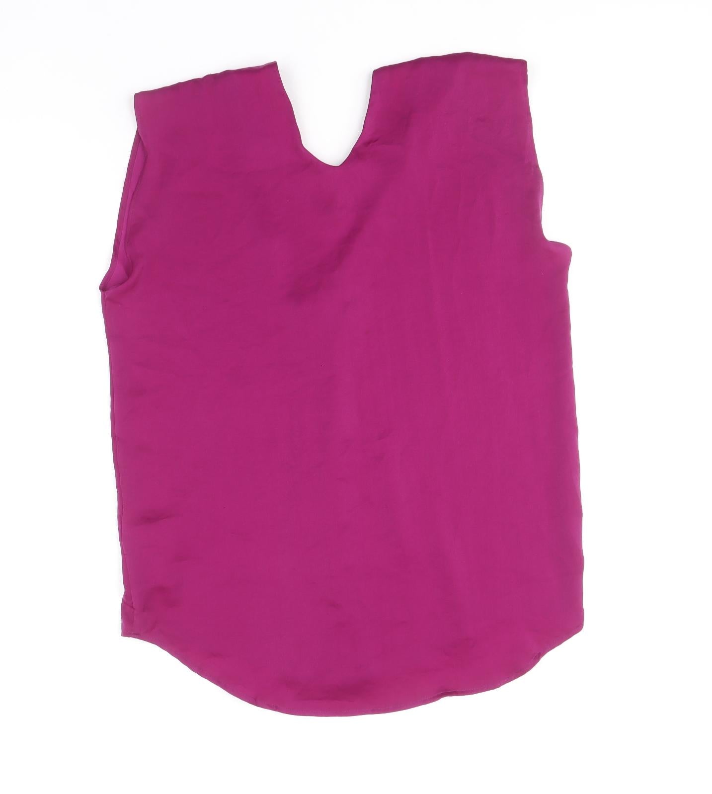 marks and Womens Purple Polyester Basic Blouse Size 8 V-Neck