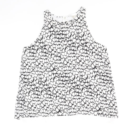 Dalia Womens Black Geometric Polyester Basic Tank Size S Boat Neck