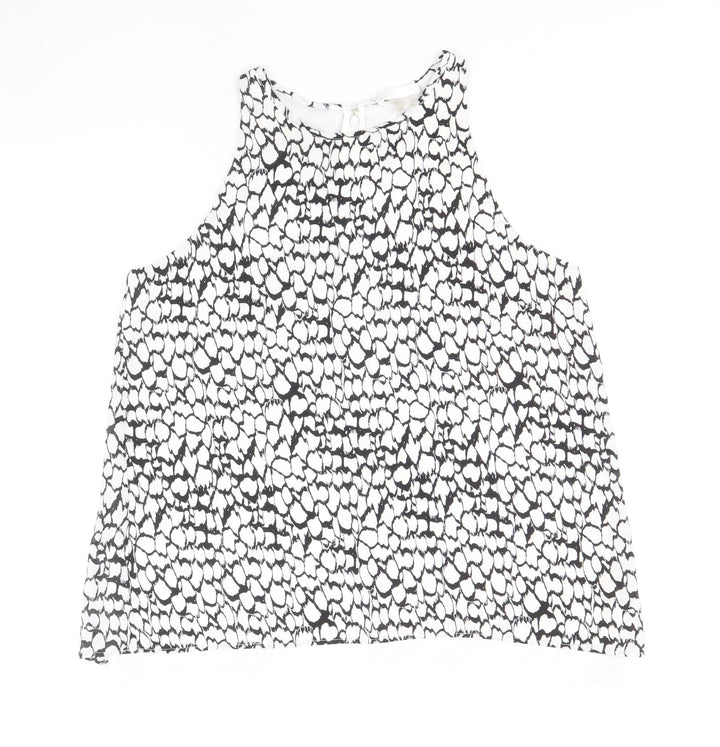 Dalia Womens Black Geometric Polyester Basic Tank Size S Boat Neck