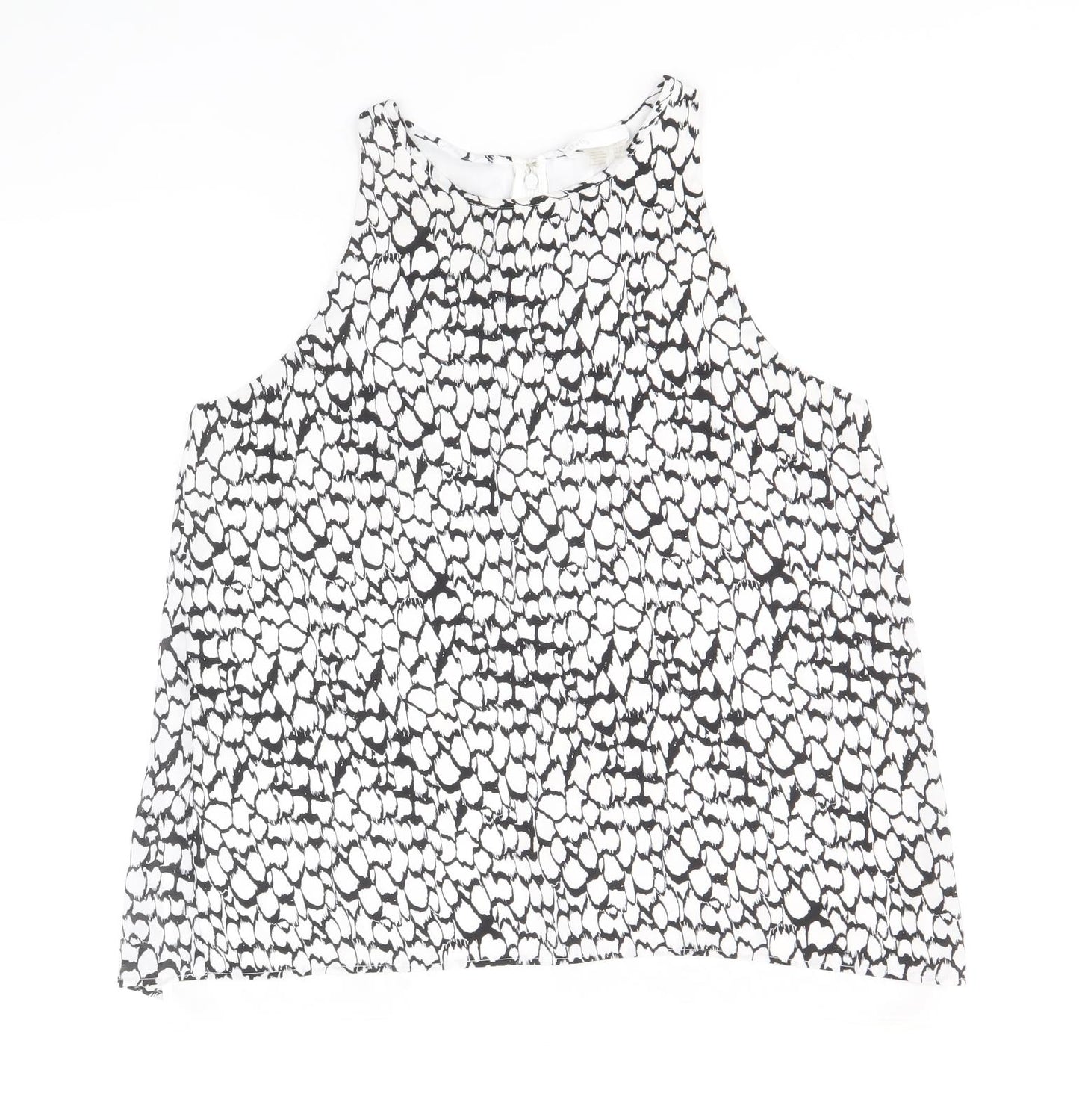 Dalia Womens Black Geometric Polyester Basic Tank Size S Boat Neck