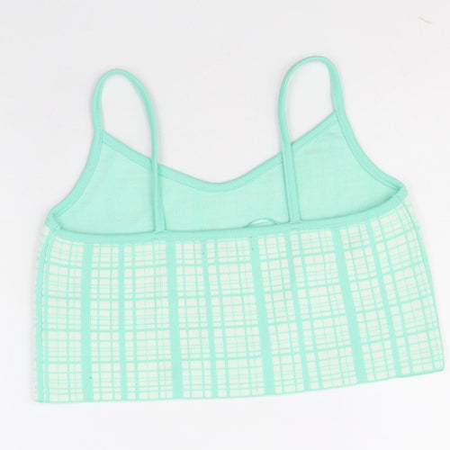 Primark Womens Green Plaid Acrylic Basic Tank Size S V-Neck