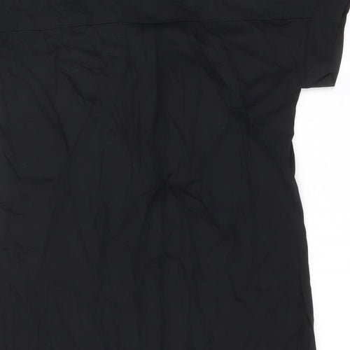 Marks and Spencer Womens Black Viscose Shirt Dress Size 10 V-Neck Pullover