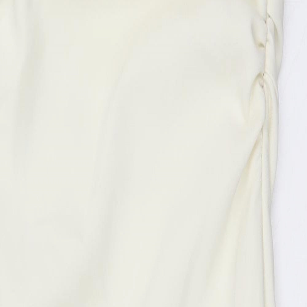 Zara Womens Ivory Polyester Bodycon Size S One Shoulder Zip