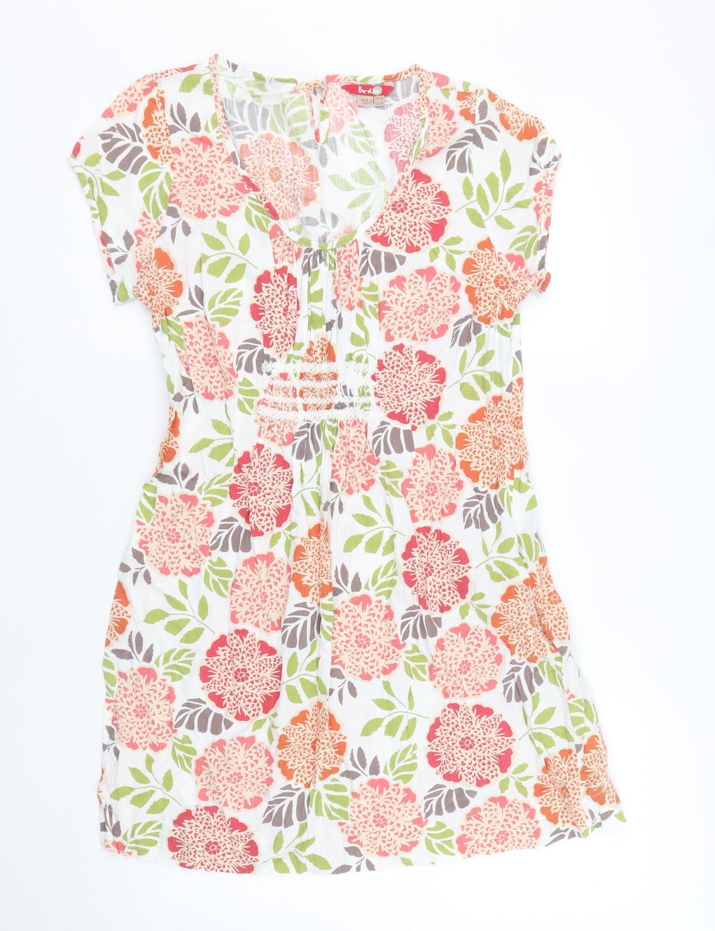 Baby Boden Womens Multicoloured Floral Cotton A-Line Size 14 V-Neck Button