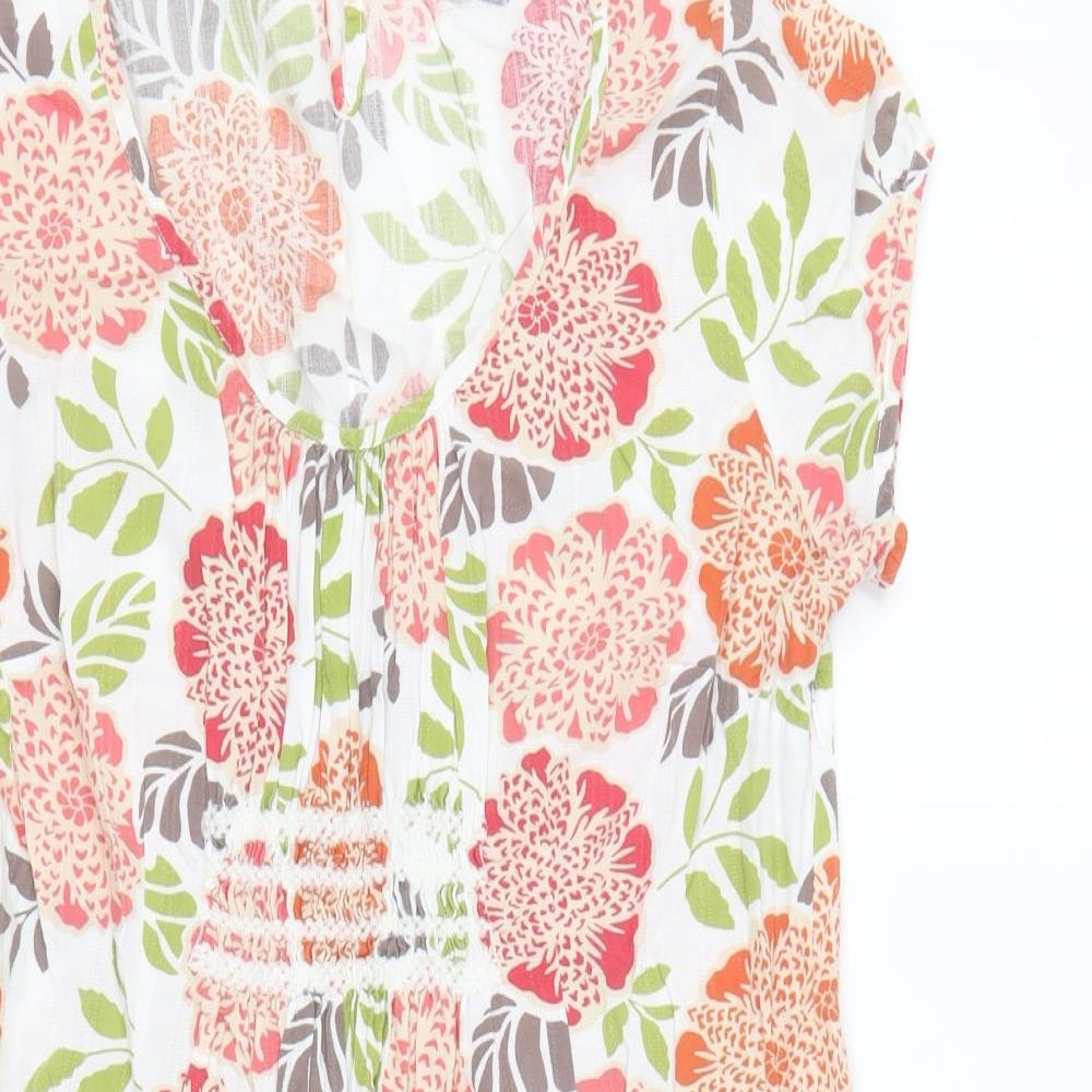 Baby Boden Womens Multicoloured Floral Cotton A-Line Size 14 V-Neck Button