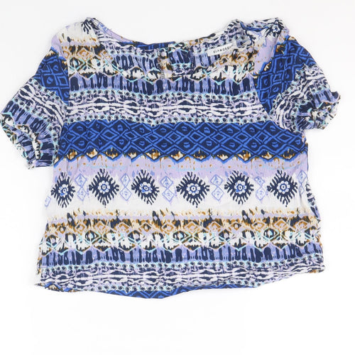 Glamourous Womens Multicoloured Geometric Viscose Basic T-Shirt Size XS Boat Neck
