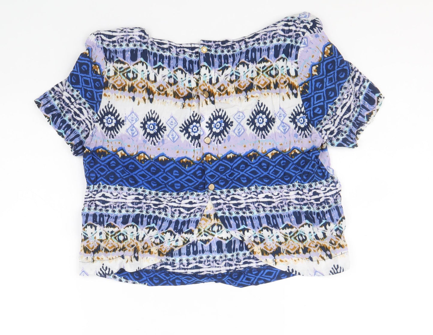 Glamourous Womens Multicoloured Geometric Viscose Basic T-Shirt Size XS Boat Neck