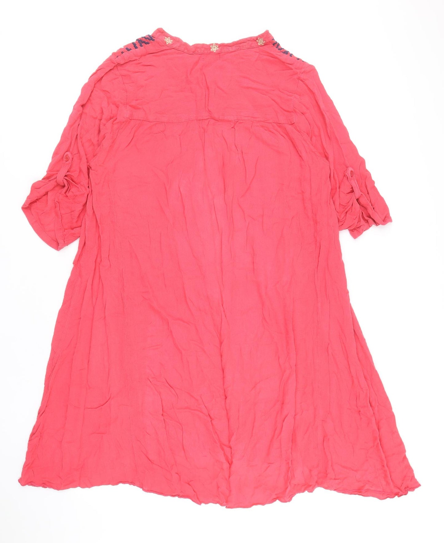 Natura Womens Pink Geometric Viscose Kaftan Size M V-Neck Pullover