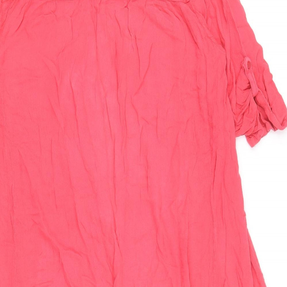 Natura Womens Pink Geometric Viscose Kaftan Size M V-Neck Pullover