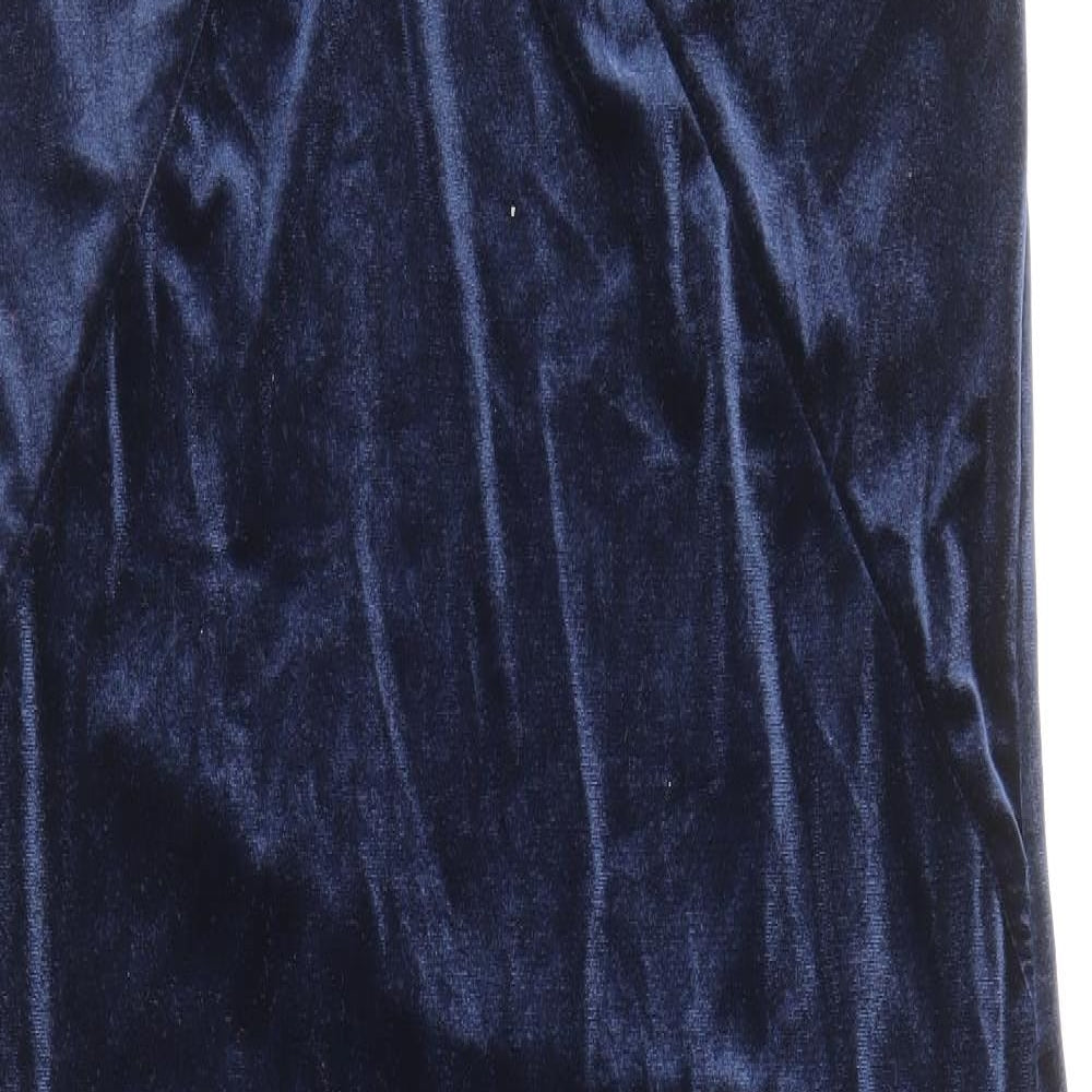 Zara Womens Blue Polyester Slip Dress Size S Collared Tie