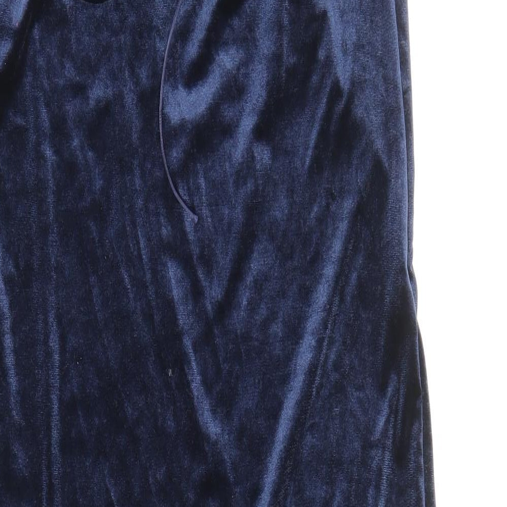 Zara Womens Blue Polyester Slip Dress Size S Collared Tie