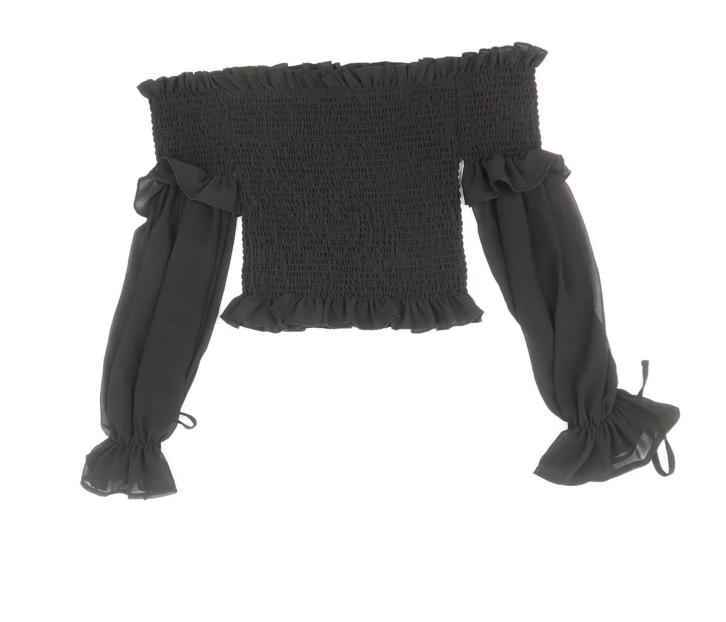 SheIn Womens Black Polyester Basic Blouse Size S Off the Shoulder