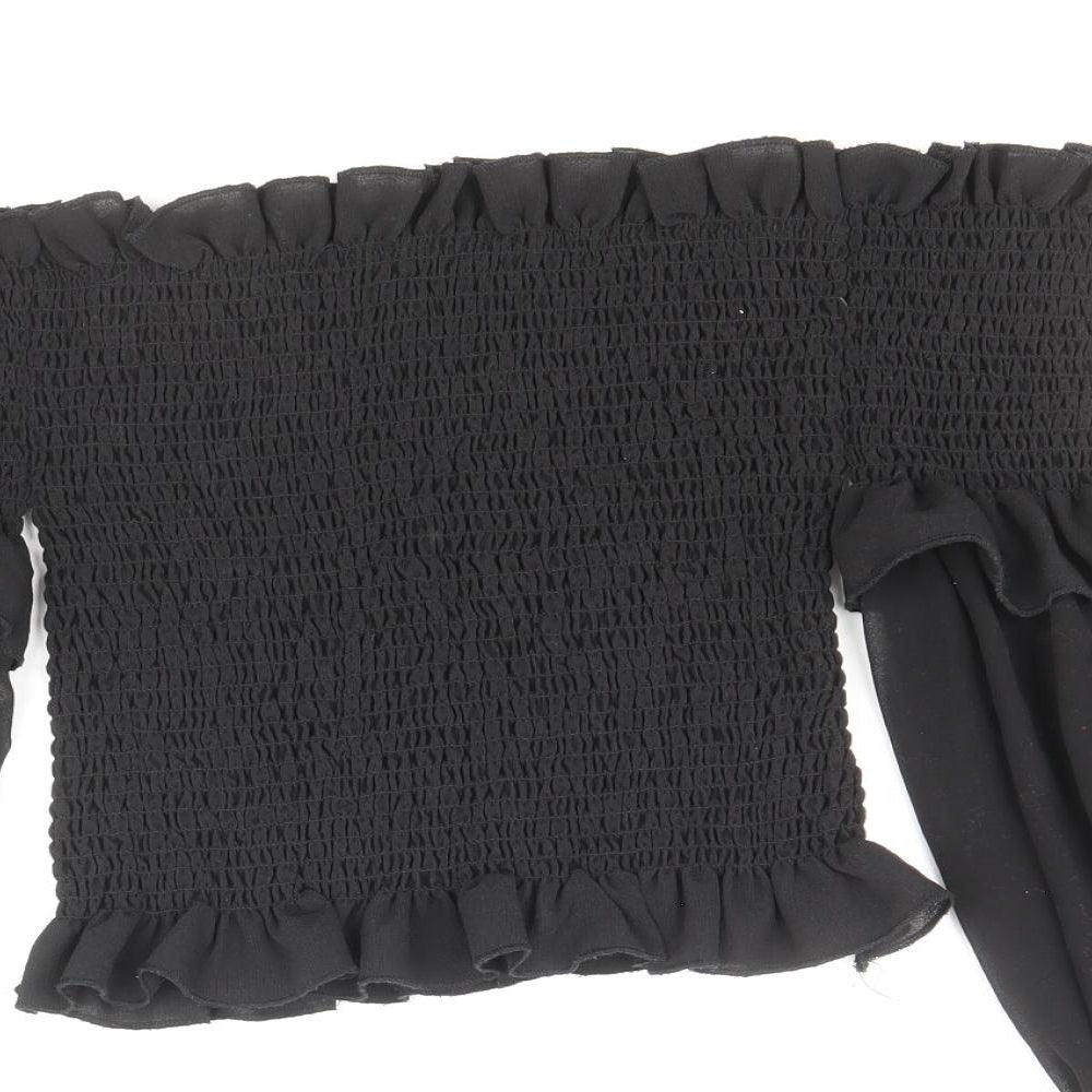 SheIn Womens Black Polyester Basic Blouse Size S Off the Shoulder