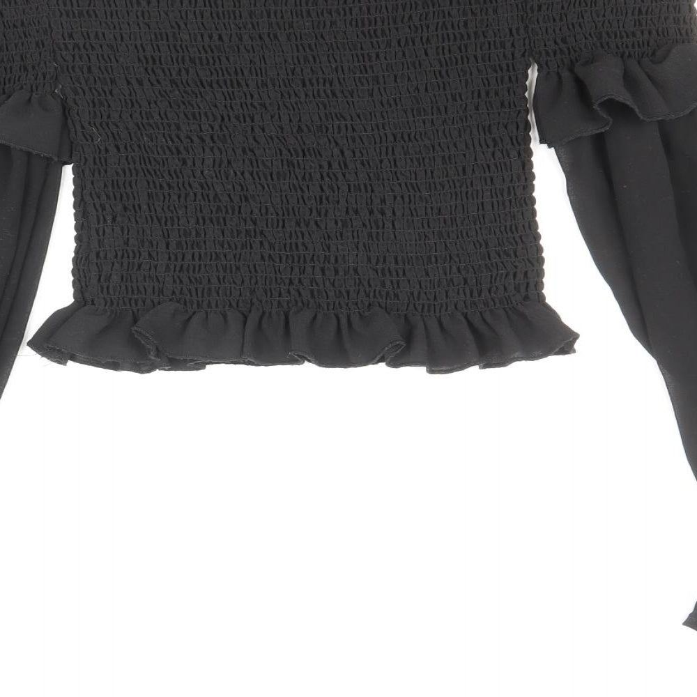 SheIn Womens Black Polyester Basic Blouse Size S Off the Shoulder