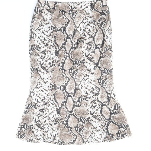 Studio Womens Brown Animal Print Polyester Trumpet Skirt Size 12 Zip - Snakeskin Pattern