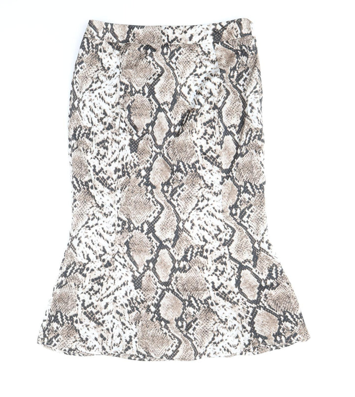 Studio Womens Brown Animal Print Polyester Trumpet Skirt Size 12 Zip - Snakeskin Pattern