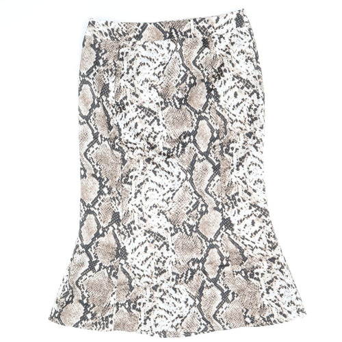 Studio Womens Brown Animal Print Polyester Trumpet Skirt Size 12 Zip - Snakeskin Pattern