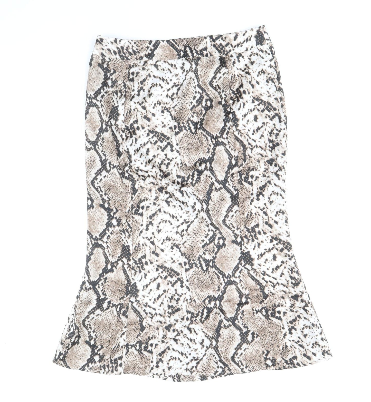 Studio Womens Brown Animal Print Polyester Trumpet Skirt Size 12 Zip - Snakeskin Pattern