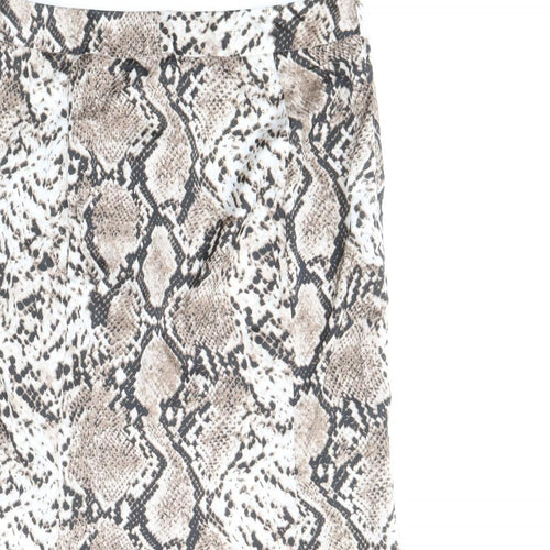 Studio Womens Brown Animal Print Polyester Trumpet Skirt Size 12 Zip - Snakeskin Pattern