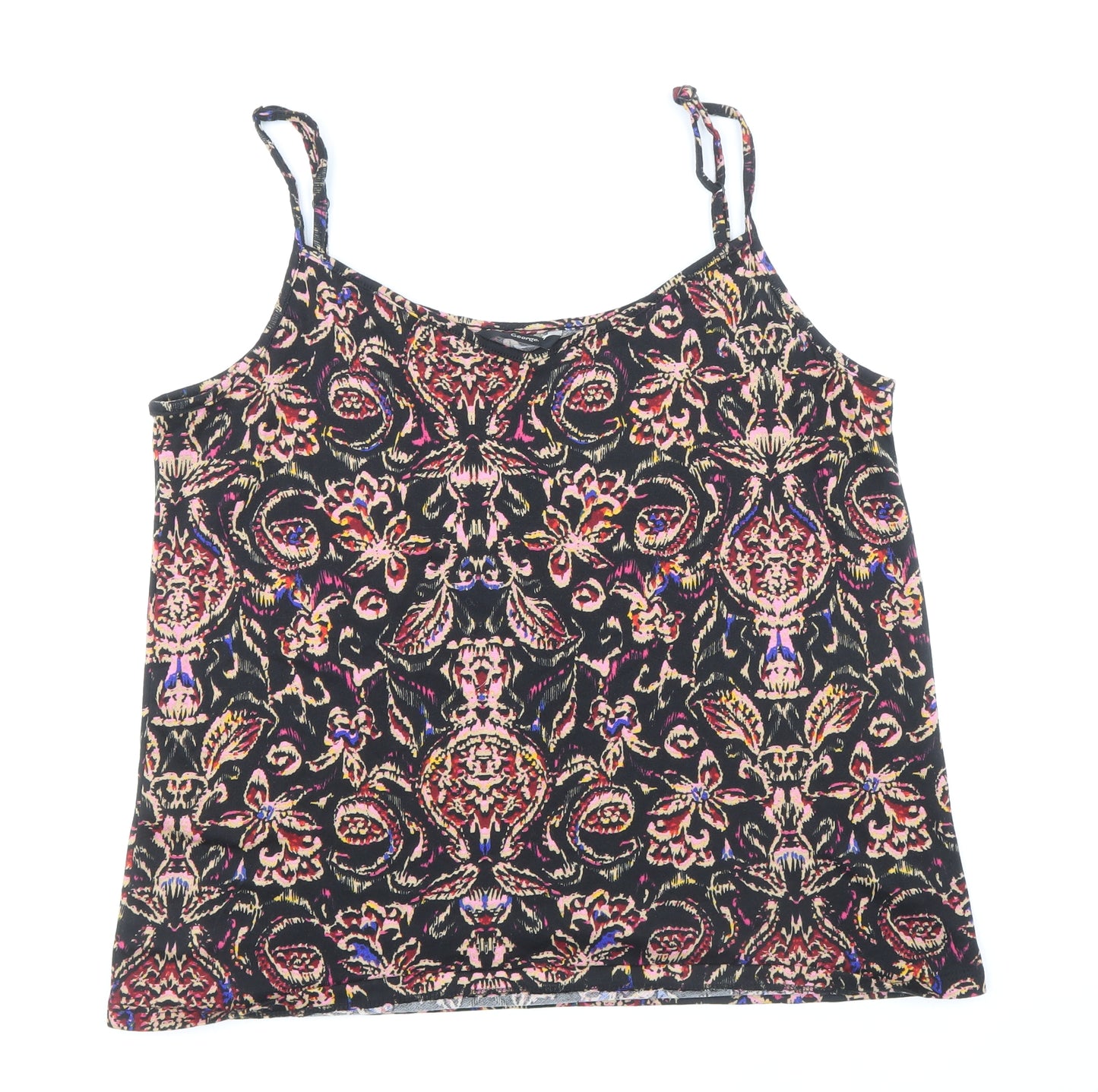 George Womens Black Geometric Polyester Camisole Tank Size 14 Scoop Neck