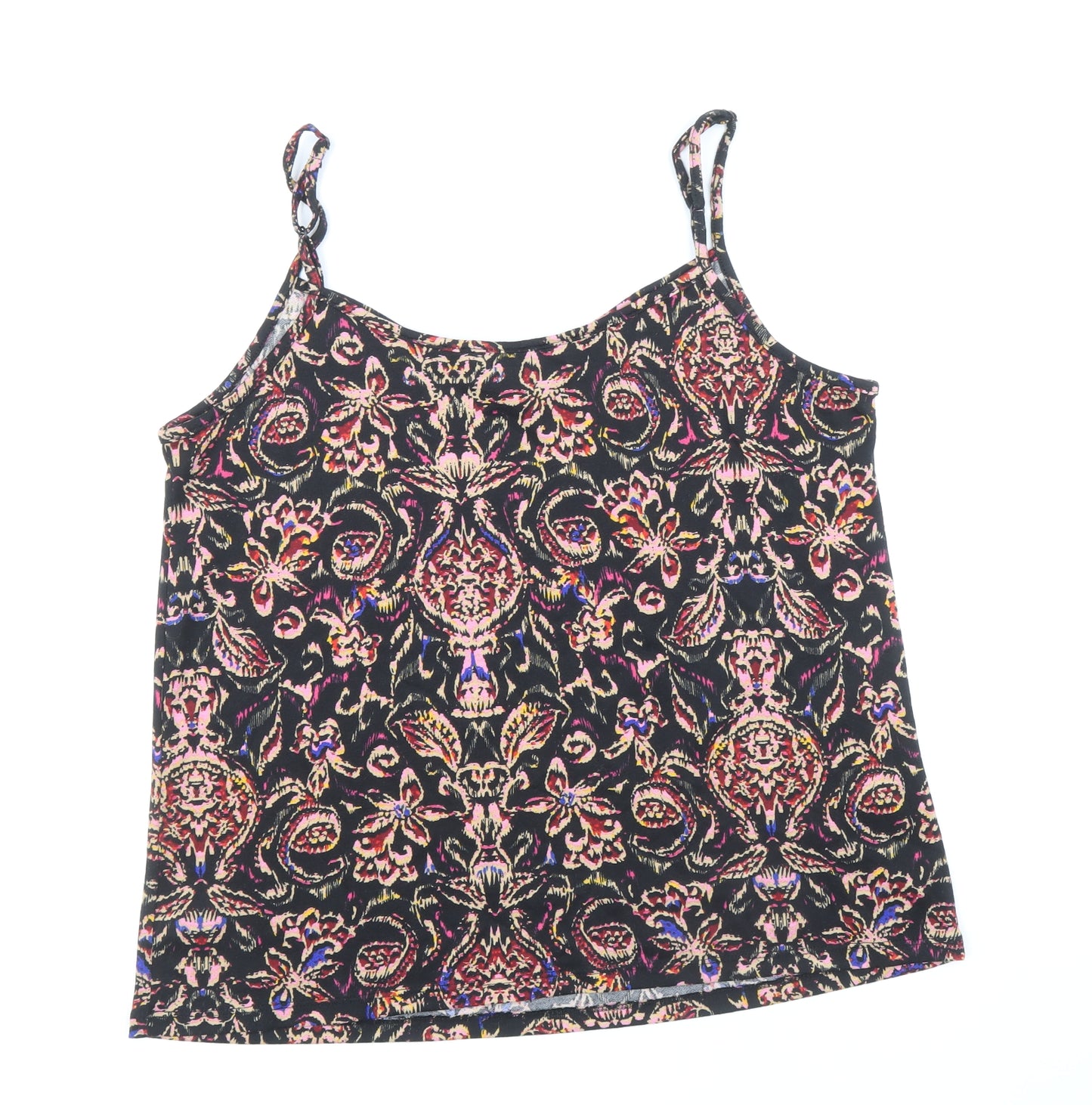 George Womens Black Geometric Polyester Camisole Tank Size 14 Scoop Neck