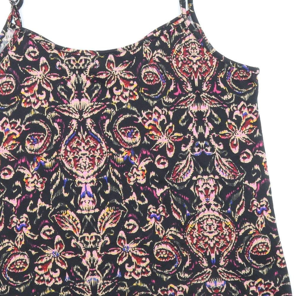 George Womens Black Geometric Polyester Camisole Tank Size 14 Scoop Neck