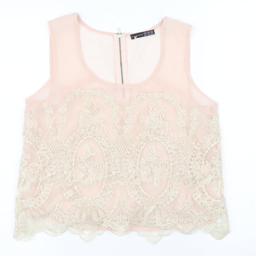 Atmosphere Womens Pink Polyester Basic Blouse Size 12 Square Neck