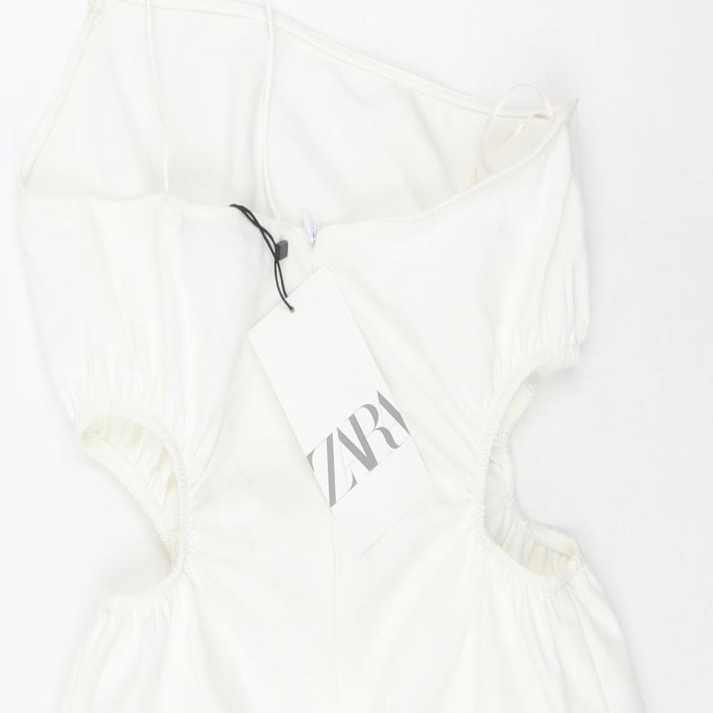 Zara Womens White Polyester Mini Size XS Square Neck Zip