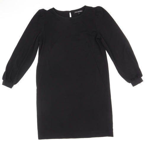 NEXT Womens Black Polyester Sheath Size 10 Boat Neck Button