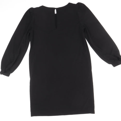 NEXT Womens Black Polyester Sheath Size 10 Boat Neck Button