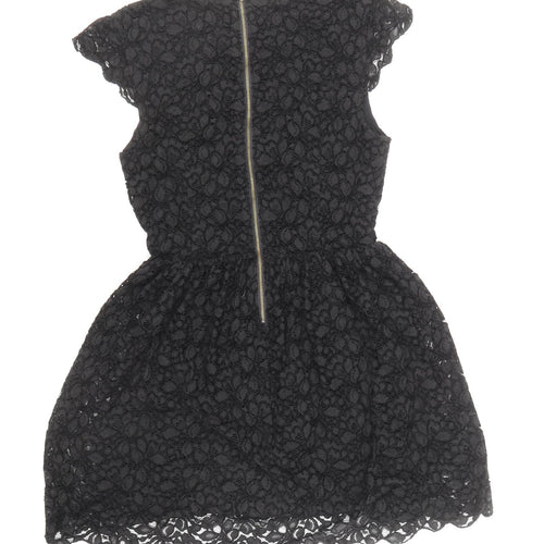 Talula Womens Black Polyester Mini Size 6 Boat Neck Zip