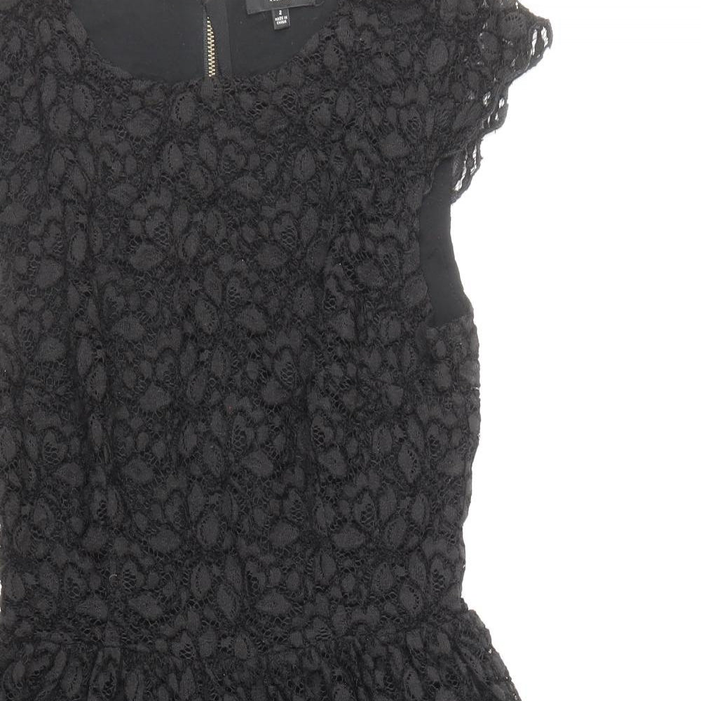 Talula Womens Black Polyester Mini Size 6 Boat Neck Zip