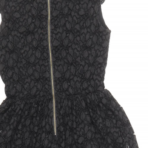 Talula Womens Black Polyester Mini Size 6 Boat Neck Zip