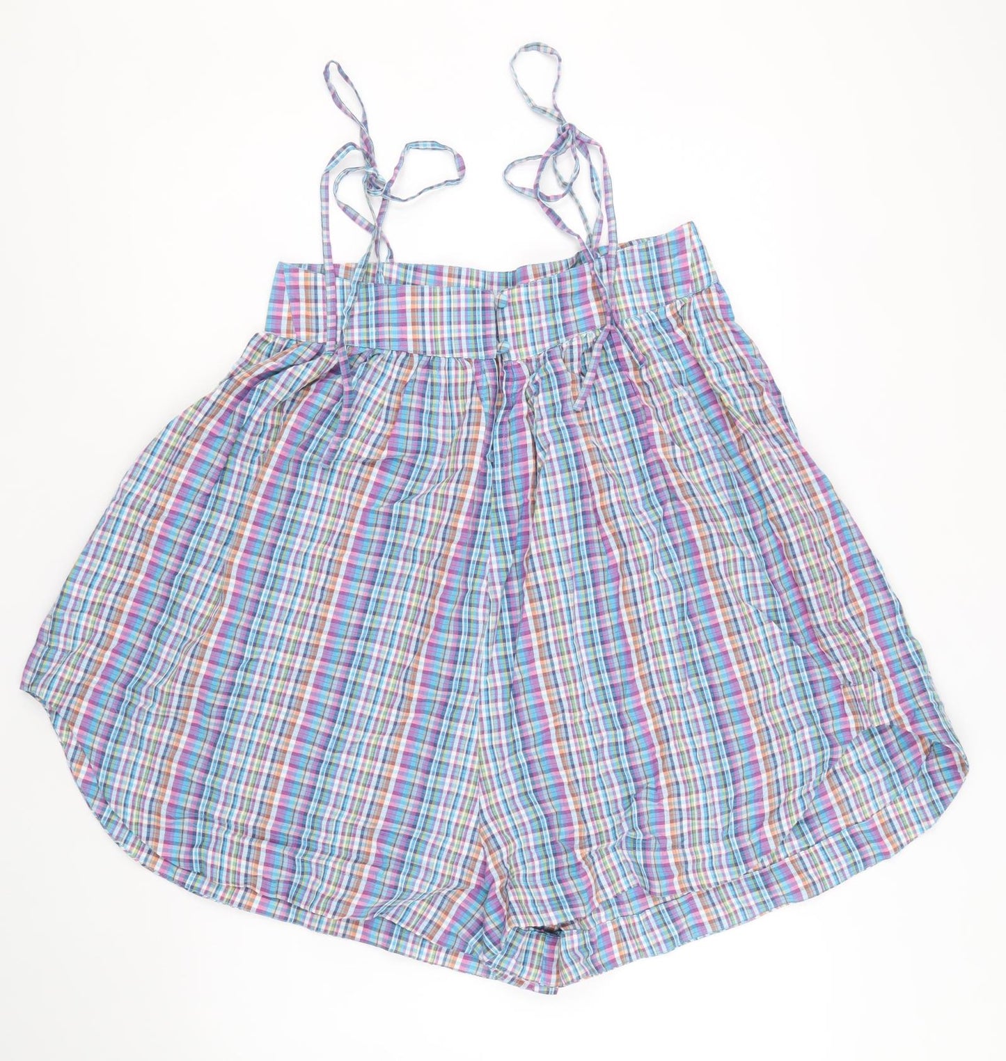 ASOS Womens Multicoloured Check 100% Cotton Playsuit One-Piece Size 8 Tie - Romper