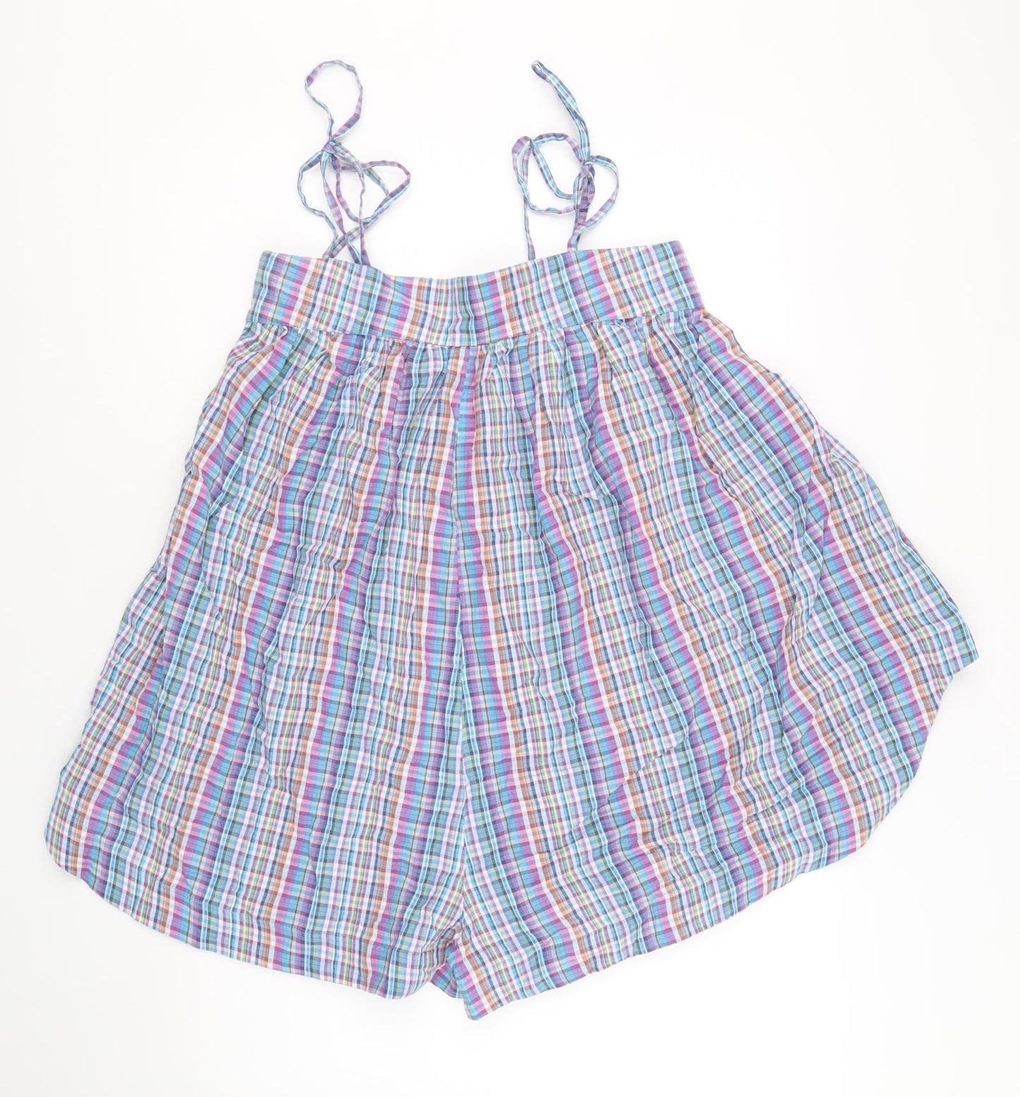 ASOS Womens Multicoloured Check 100% Cotton Playsuit One-Piece Size 8 Tie - Romper
