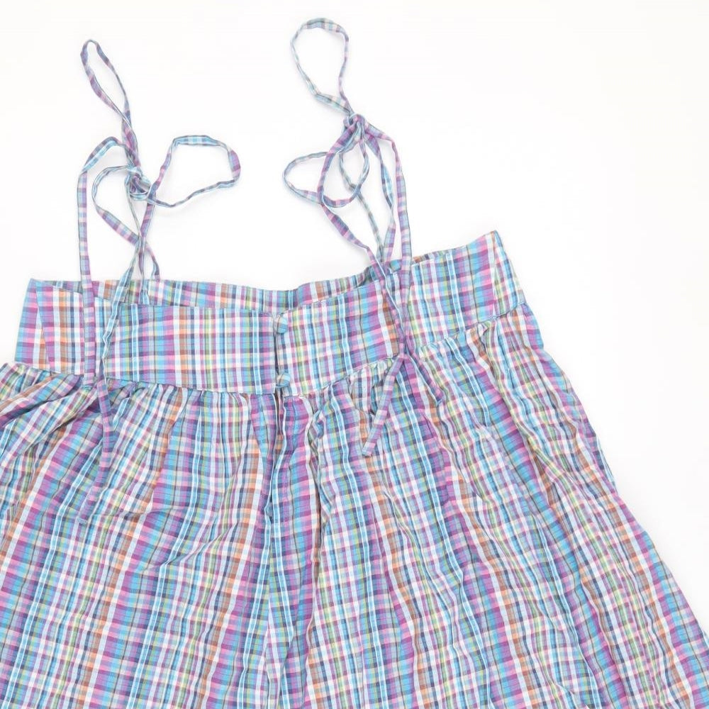 ASOS Womens Multicoloured Check 100% Cotton Playsuit One-Piece Size 8 Tie - Romper